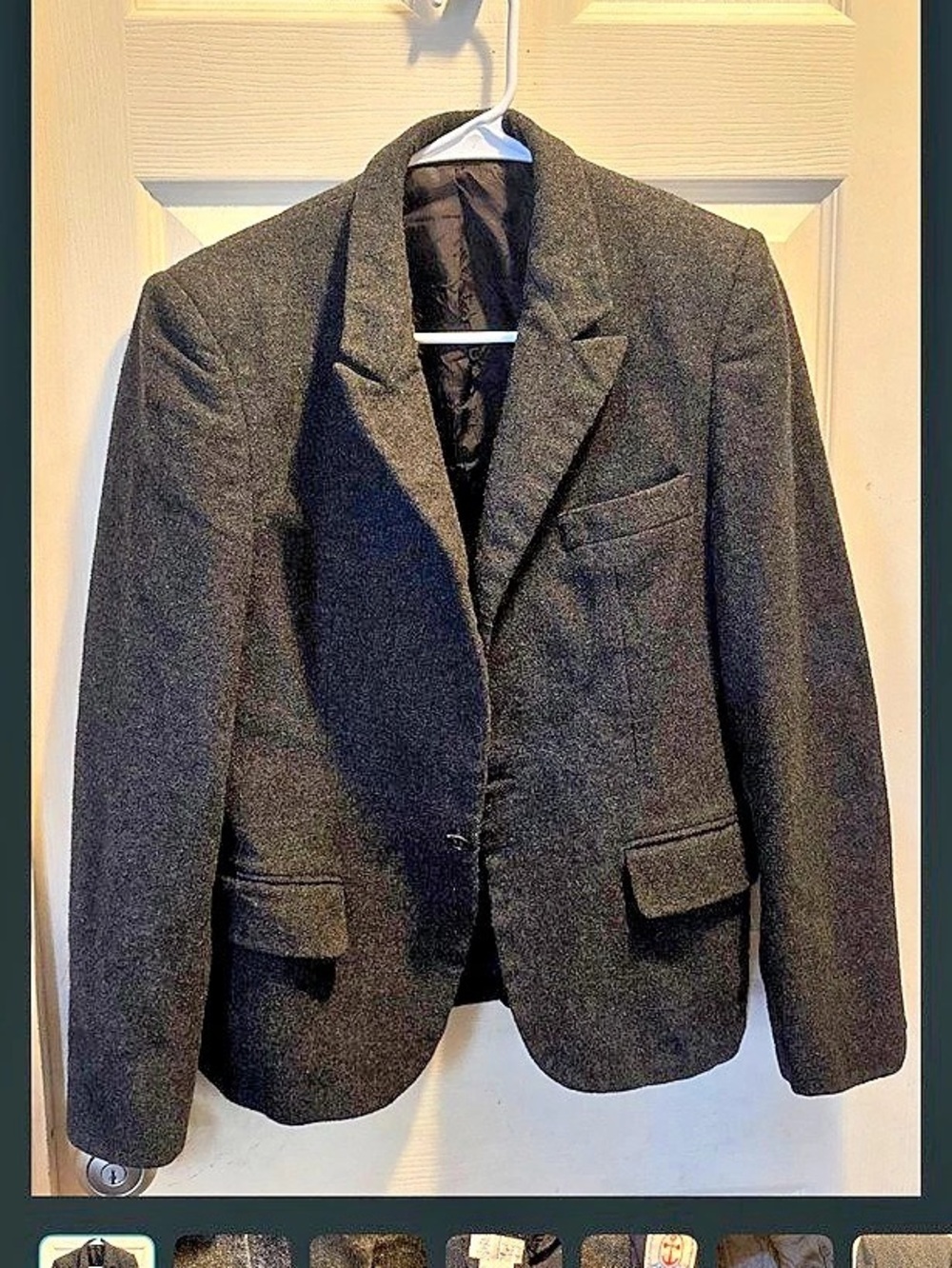 Classic Vintage 1980s J.G. Hook Tailored Charcoal Grey Wool Blend Boys Blazer